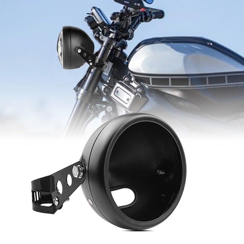 Autokun 5.75 Inch Headlight Bucket Universal 5 3/4 Motorcycle Led Headlight Housing w/Mounting Brackets Fit 32-40mm Fork Tube - Image 1
